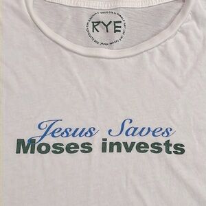 Y2K Vintage Rye Jewish Humor Shirt Jesus Saves Moses Invests